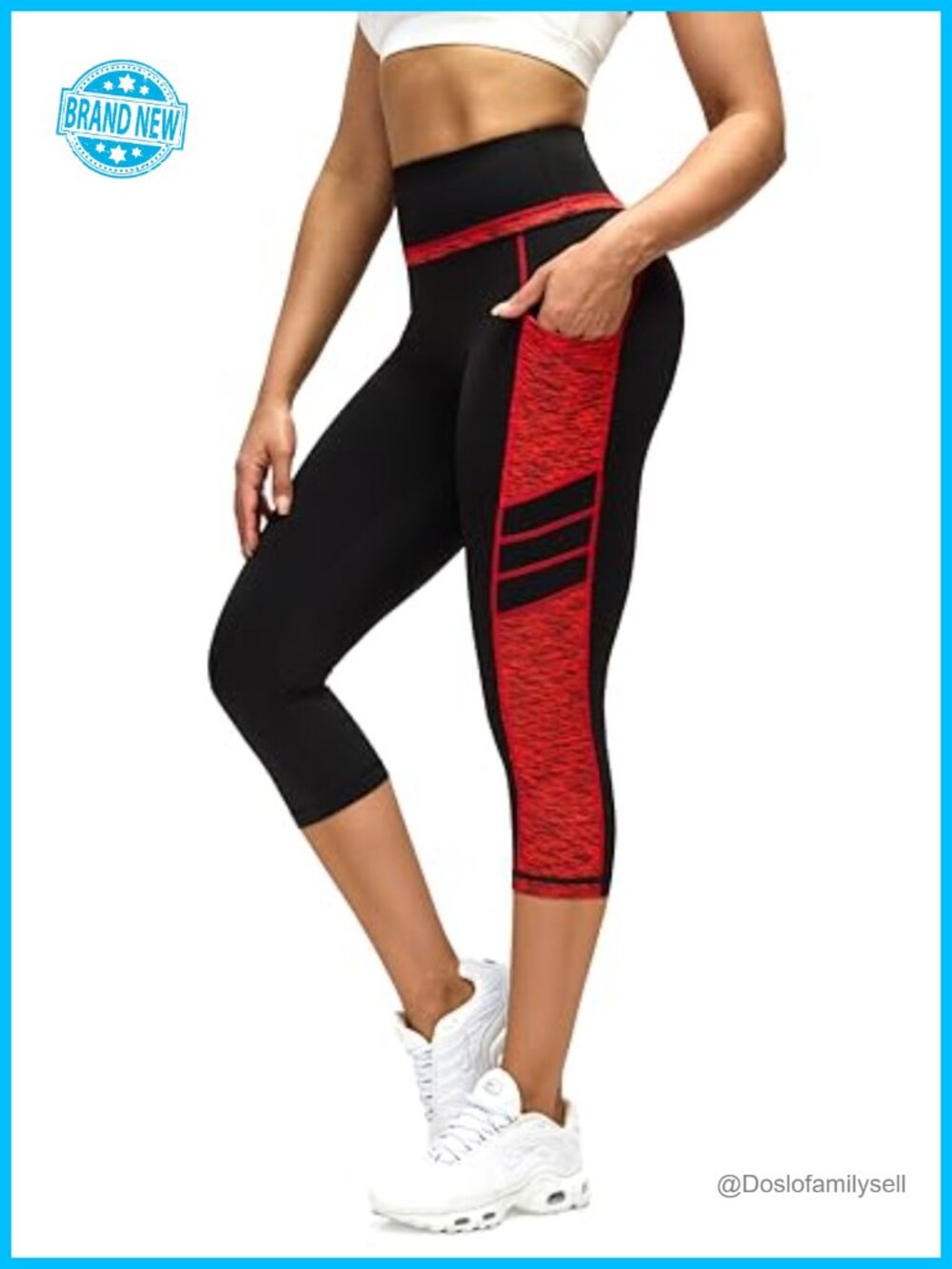 Women's High-Rise Cropped Yoga Leggings with Phone Pockets - 4-Way Stretch